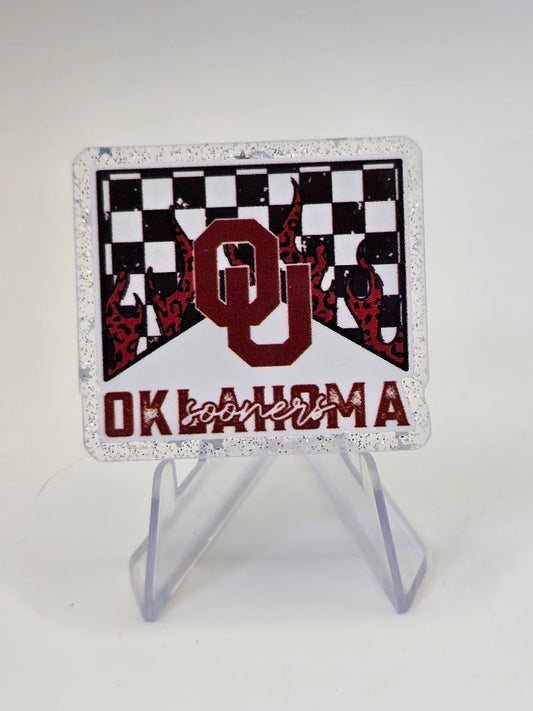 Acrylic Glitter Flatbacks - Oklahoma Sooners