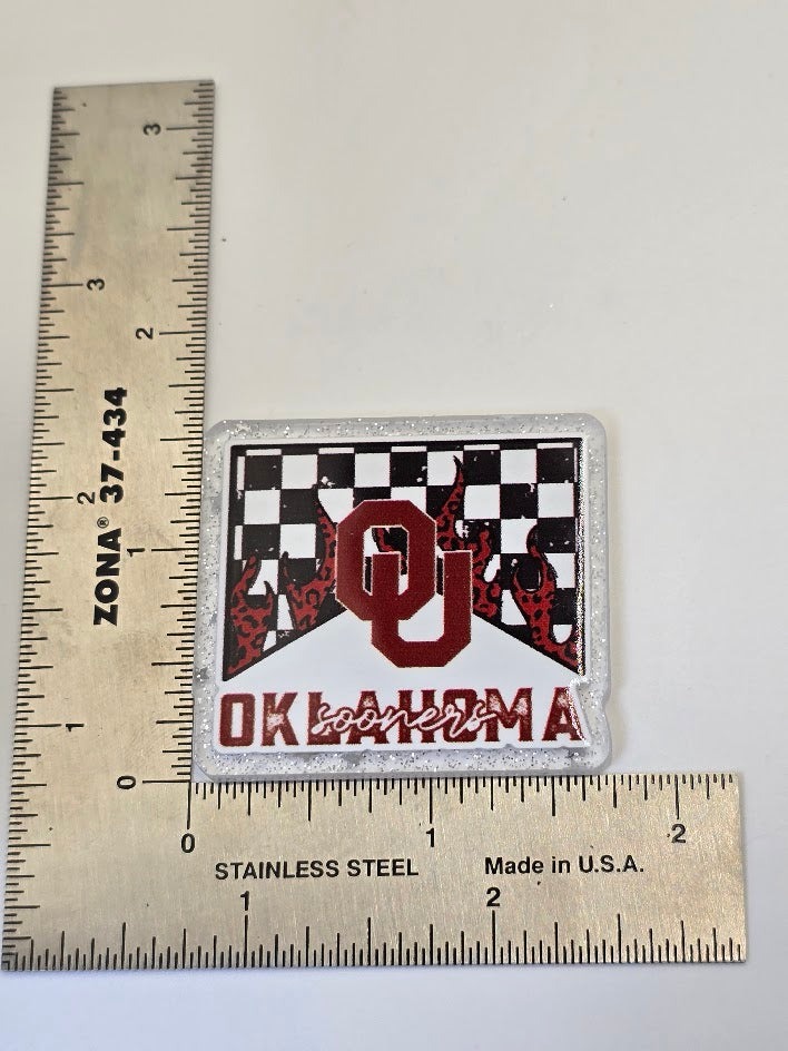 Acrylic Glitter Flatbacks - Oklahoma Sooners