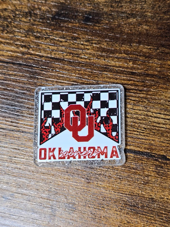 Acrylic Glitter Flatbacks - Oklahoma Sooners