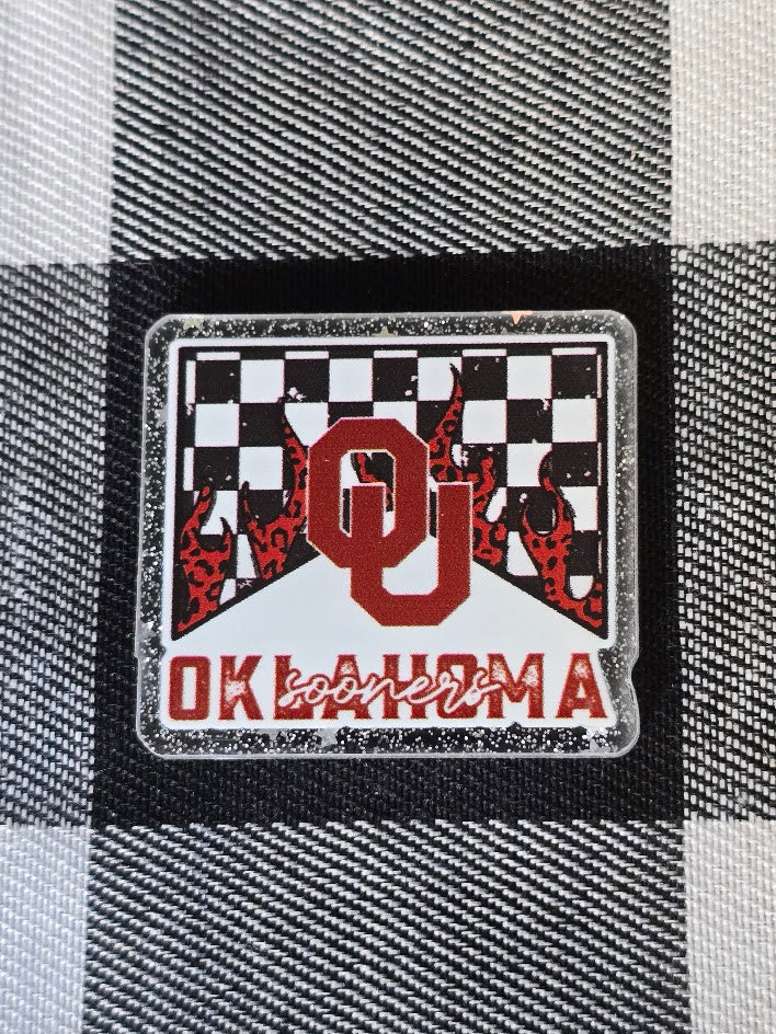 Acrylic Glitter Flatbacks - Oklahoma Sooners