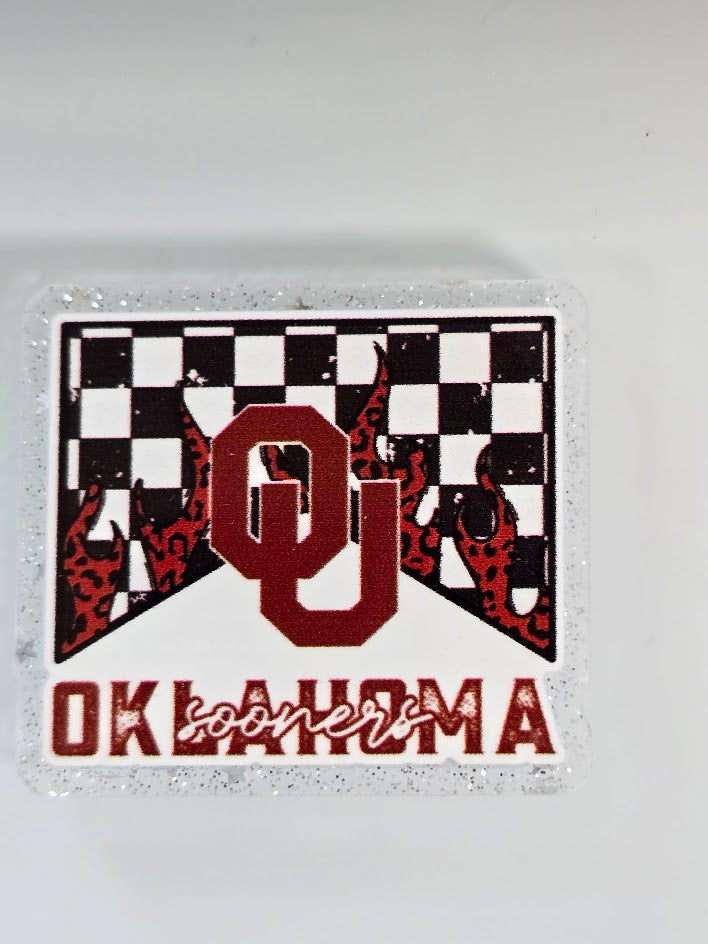 Acrylic Glitter Flatbacks - Oklahoma Sooners