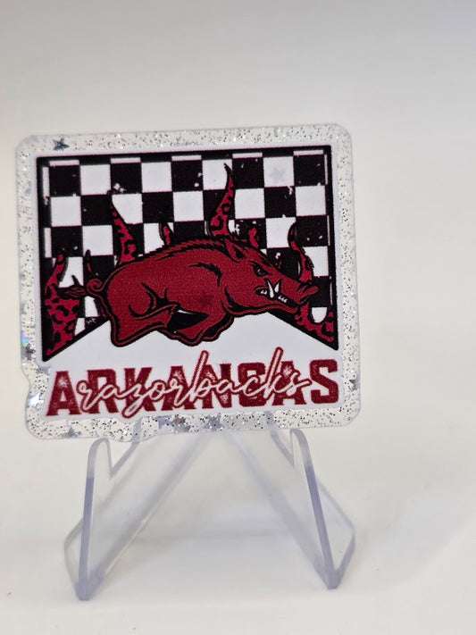 Acrylic Glitter Flatbacks - Arkansas Razorbacks