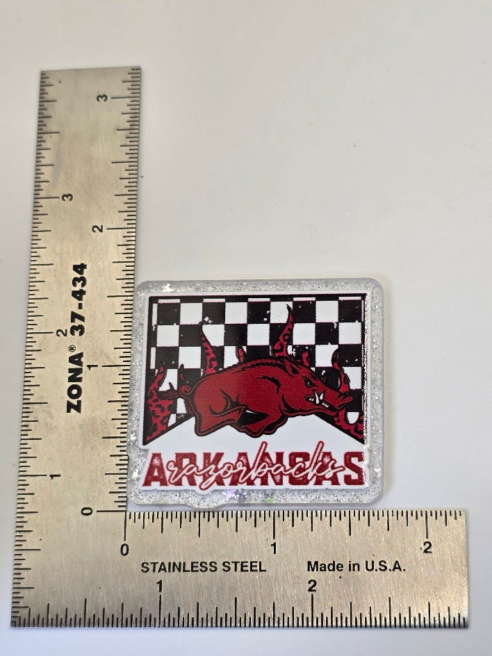 Acrylic Glitter Flatbacks - Arkansas Razorbacks