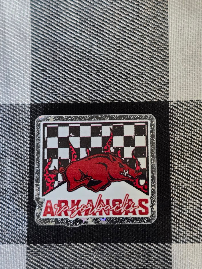 Acrylic Glitter Flatbacks - Arkansas Razorbacks