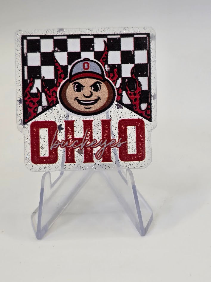 Acrylic Glitter Flatbacks - Ohio State Buckeyes