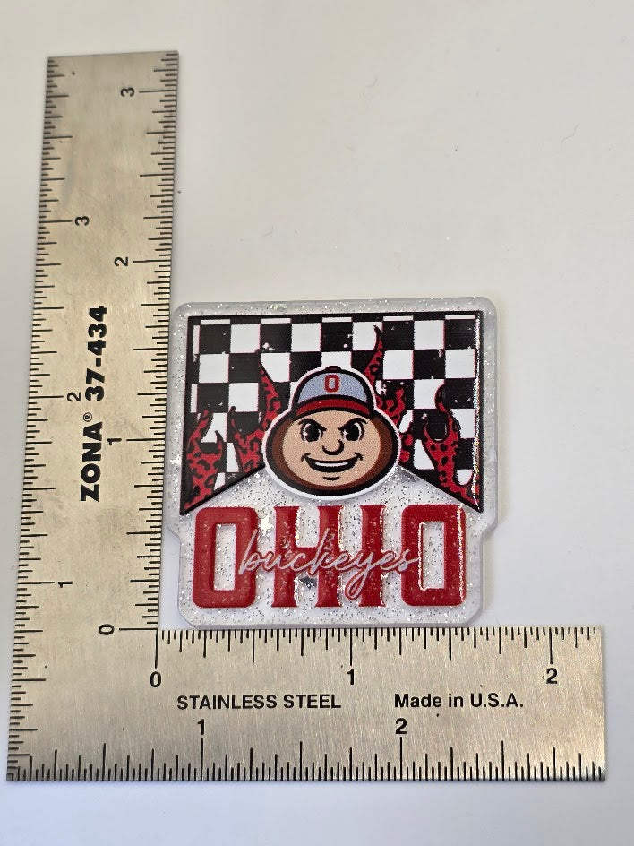 Acrylic Glitter Flatbacks - Ohio State Buckeyes