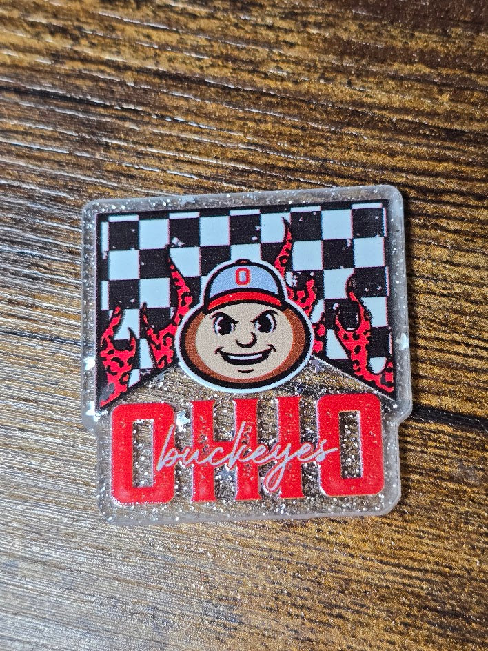 Acrylic Glitter Flatbacks - Ohio State Buckeyes