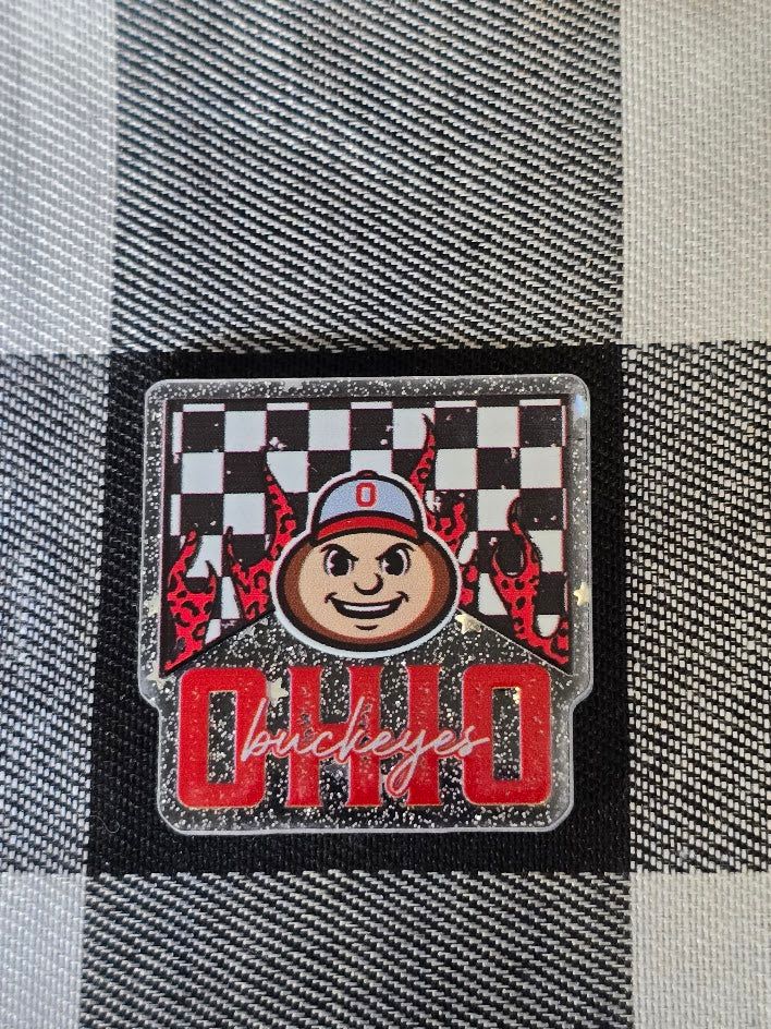 Acrylic Glitter Flatbacks - Ohio State Buckeyes