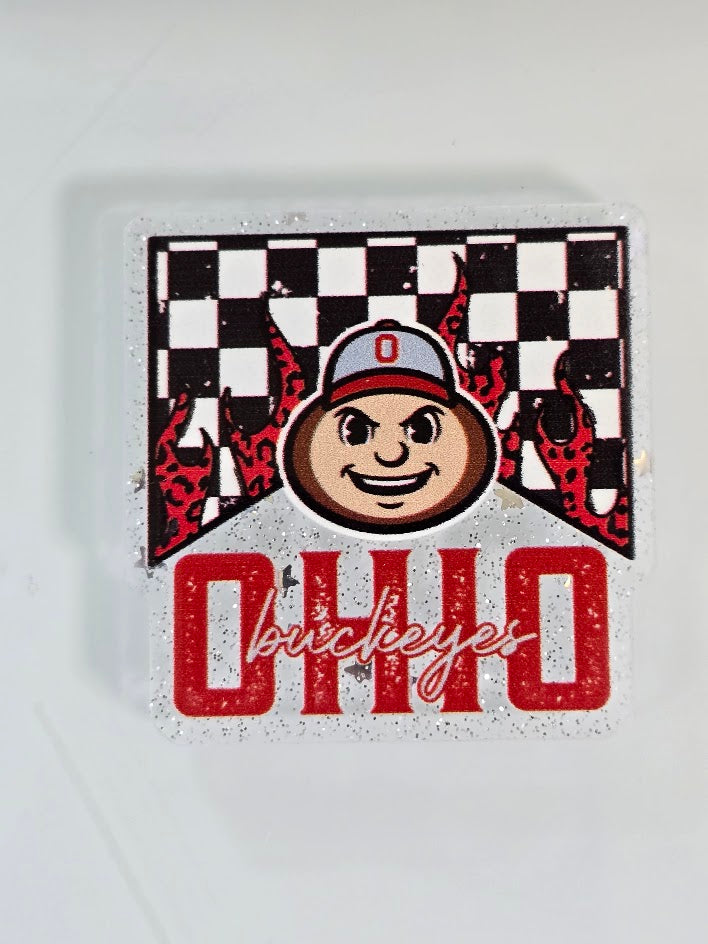 Acrylic Glitter Flatbacks - Ohio State Buckeyes