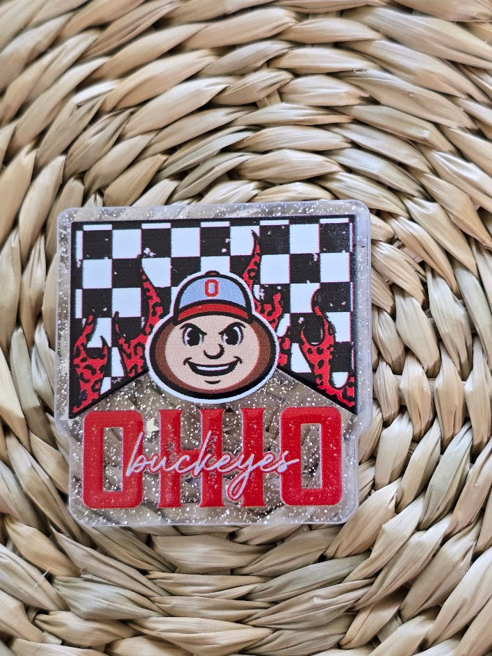 Acrylic Glitter Flatbacks - Ohio State Buckeyes