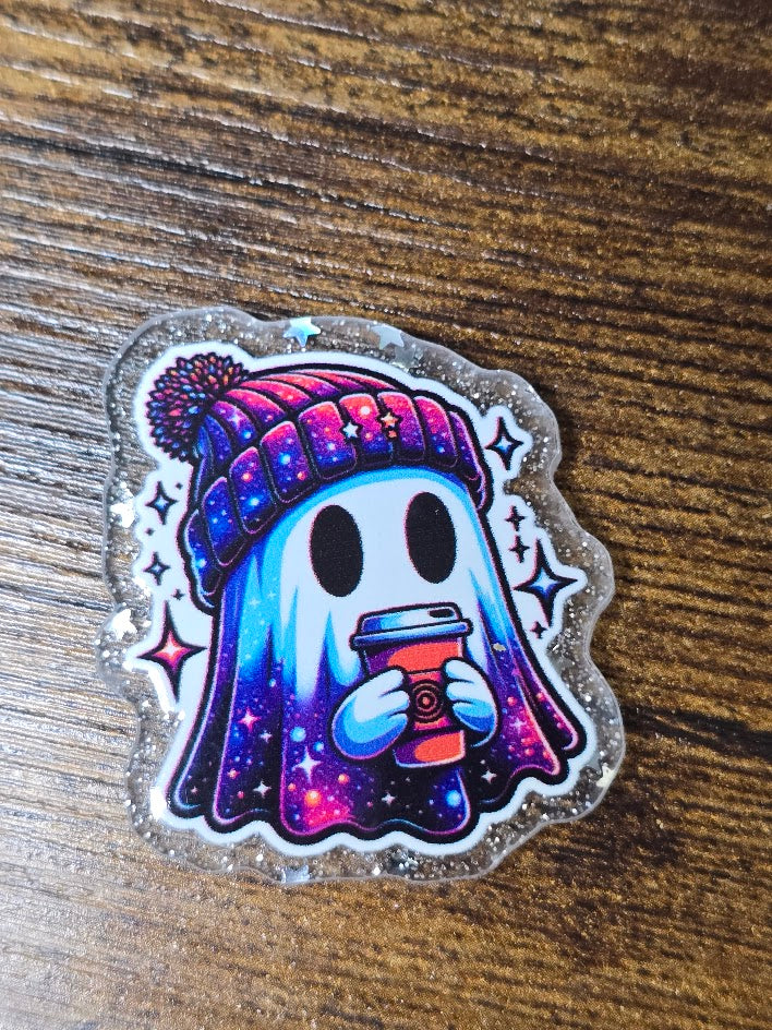 Acrylic Glitter Flatbacks - Ghost Galaxy Colored