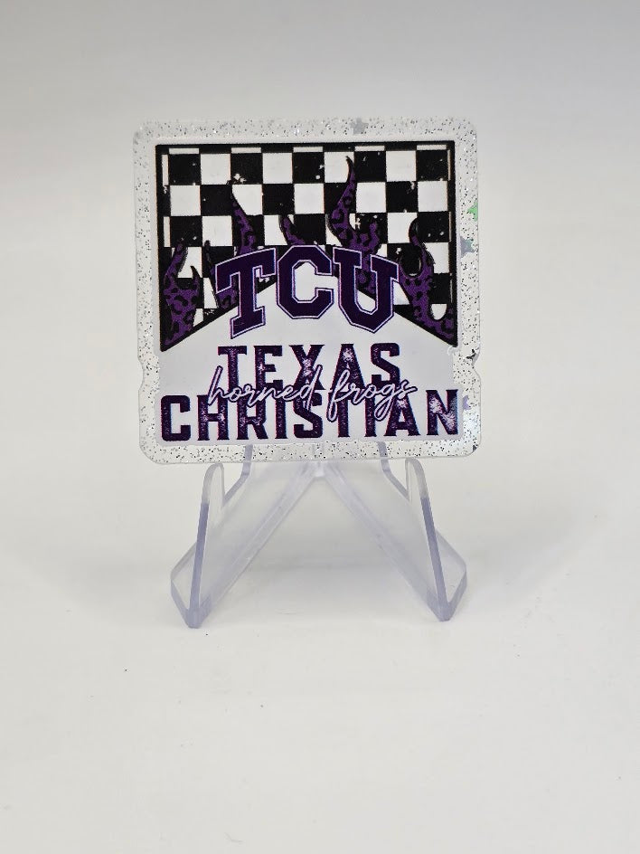 Acrylic Glitter Flatbacks - TCU Horned Frogs