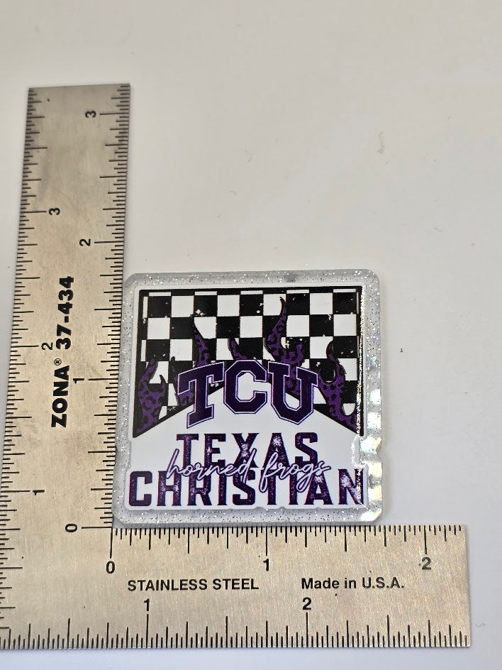 Acrylic Glitter Flatbacks - TCU Horned Frogs