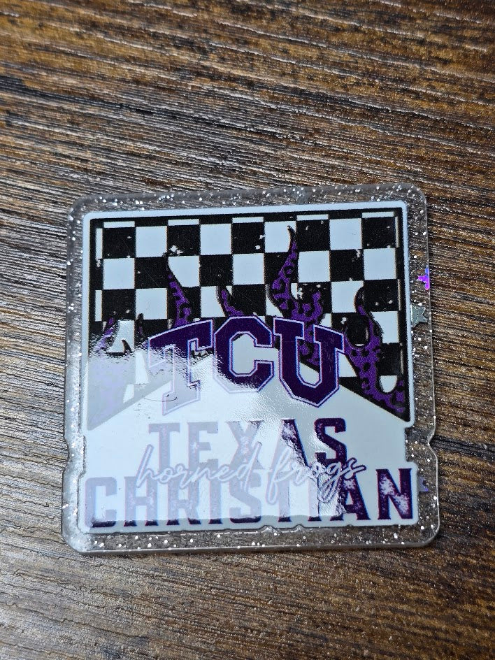 Acrylic Glitter Flatbacks - TCU Horned Frogs