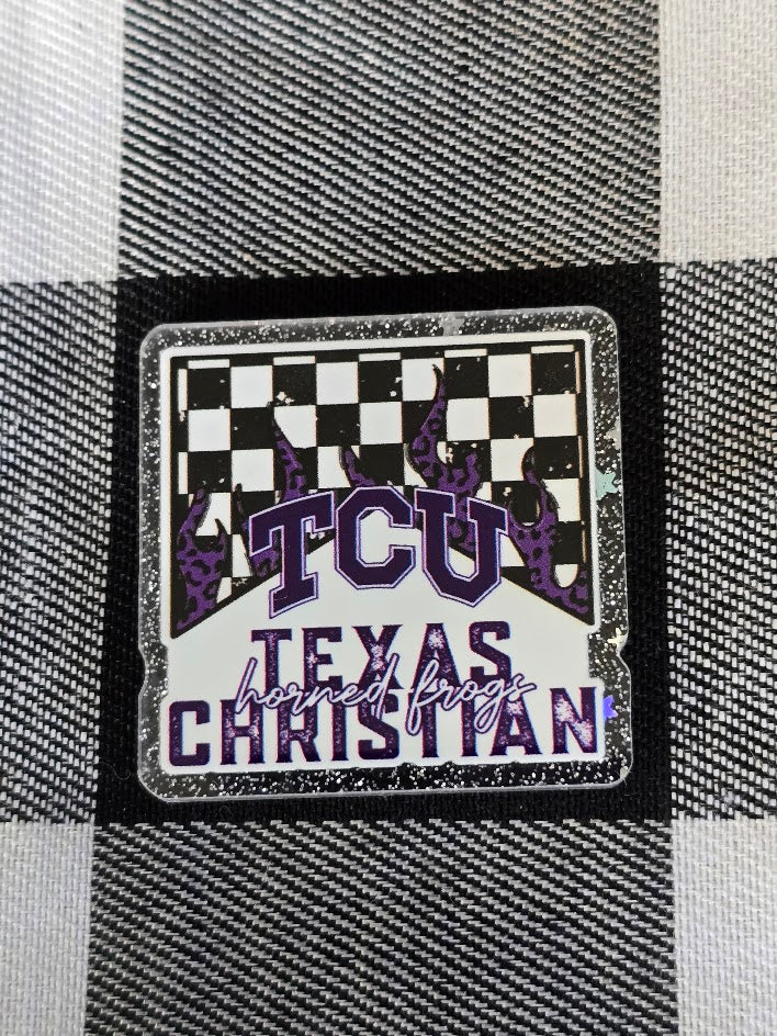 Acrylic Glitter Flatbacks - TCU Horned Frogs