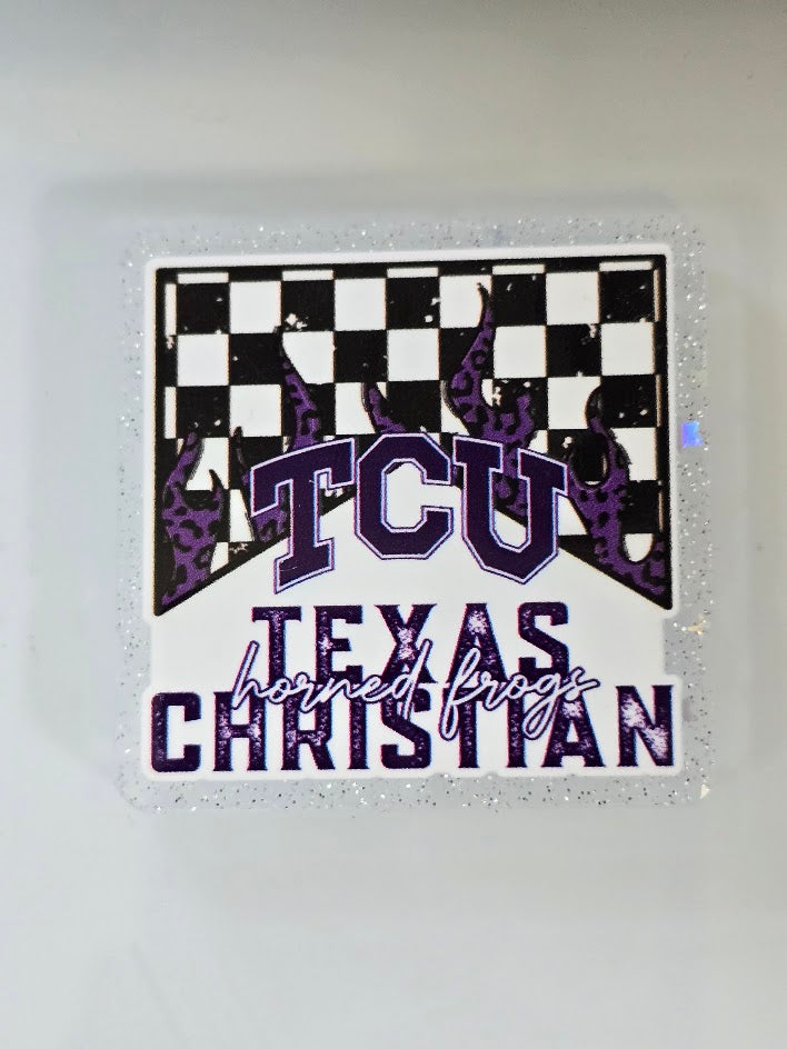 Acrylic Glitter Flatbacks - TCU Horned Frogs