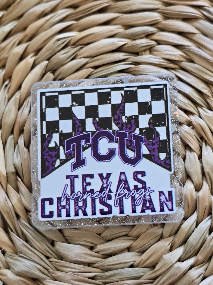 Acrylic Glitter Flatbacks - TCU Horned Frogs