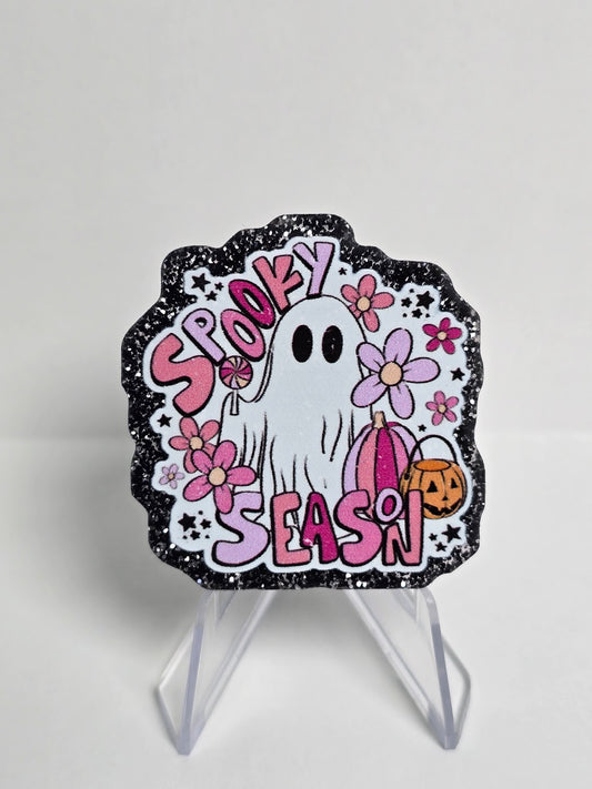 Acrylic Glitter Flatbacks-Spooky Season Flowers