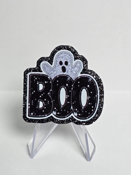 Acrylic Glitter Flatbacks-Glitter Boo