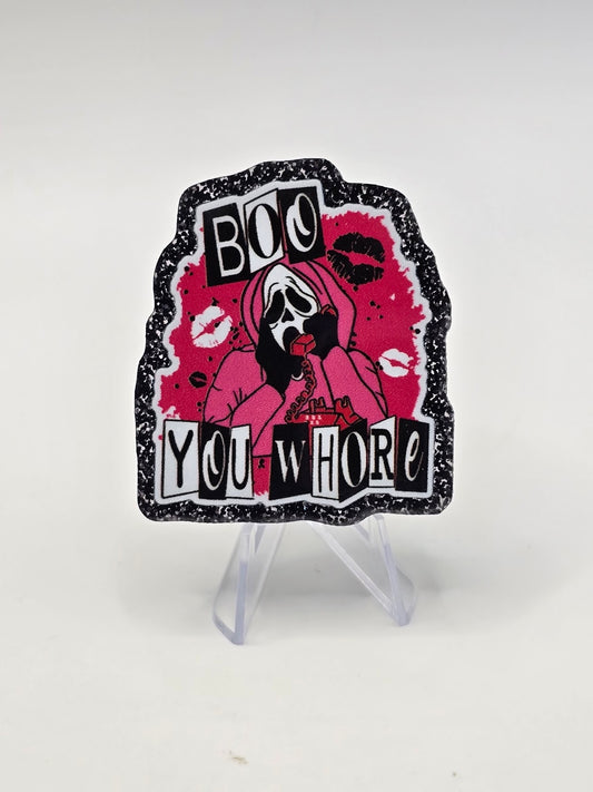 Acrylic Glitter Flatbacks-Boo You Whore