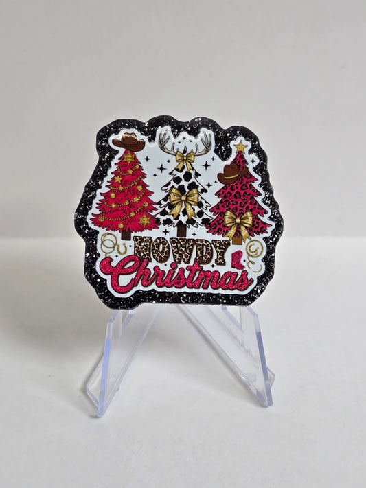 Acrylic Glitter Flatbacks - Howdy Christmas