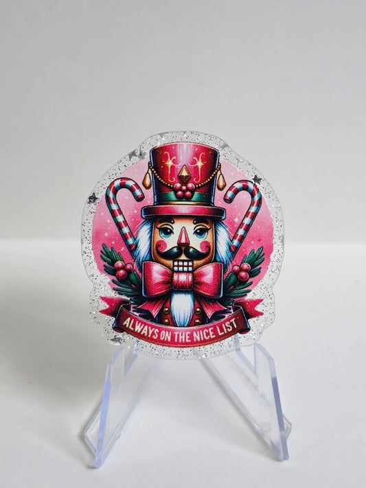 Acrylic Glitter Flatbacks - Always On The Nice List