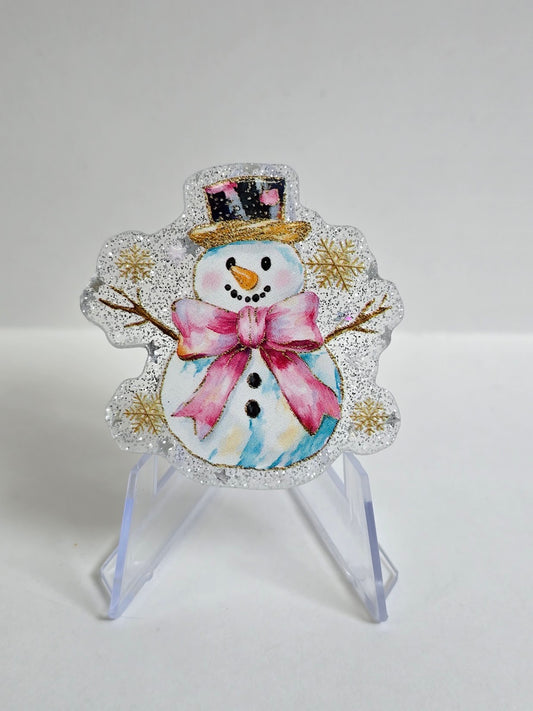 Acrylic Glitter Flatbacks - Snowman