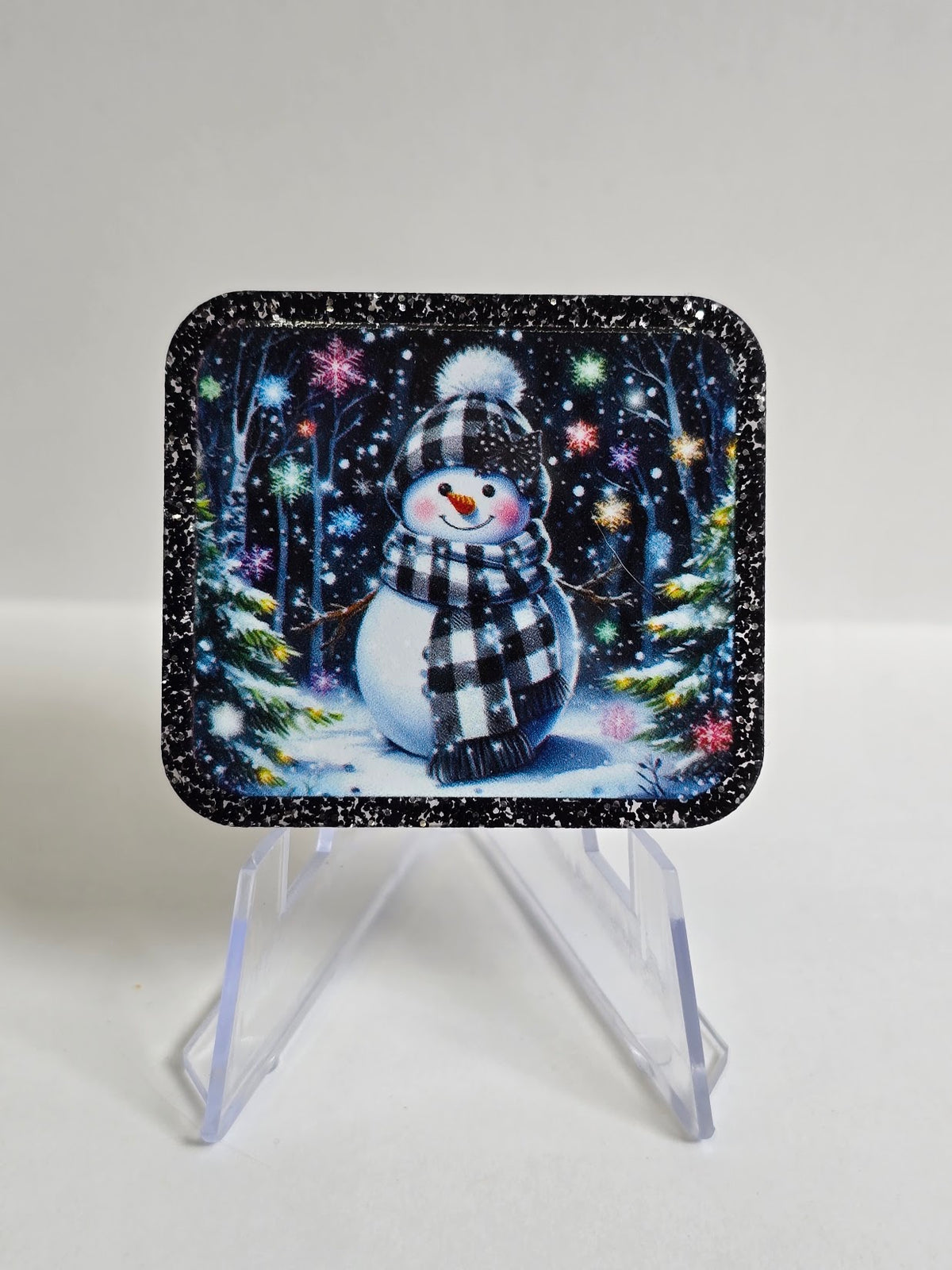 Acrylic Glitter Flatbacks - Snowman