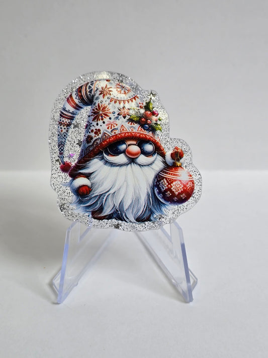 Acrylic Glitter Flatbacks - Christmas Gnome