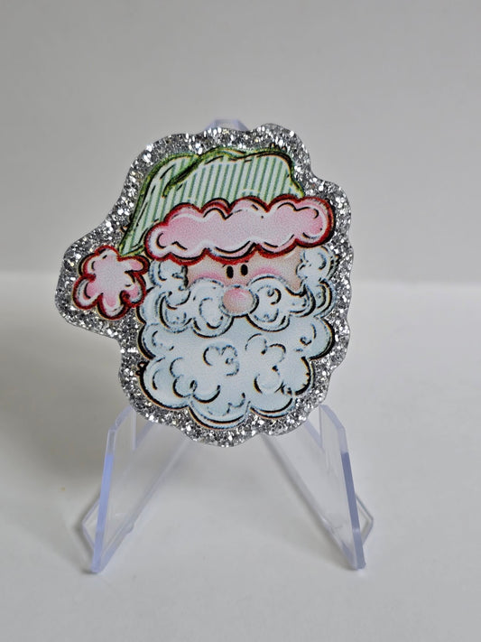 Acrylic Glitter Flatbacks - Santa