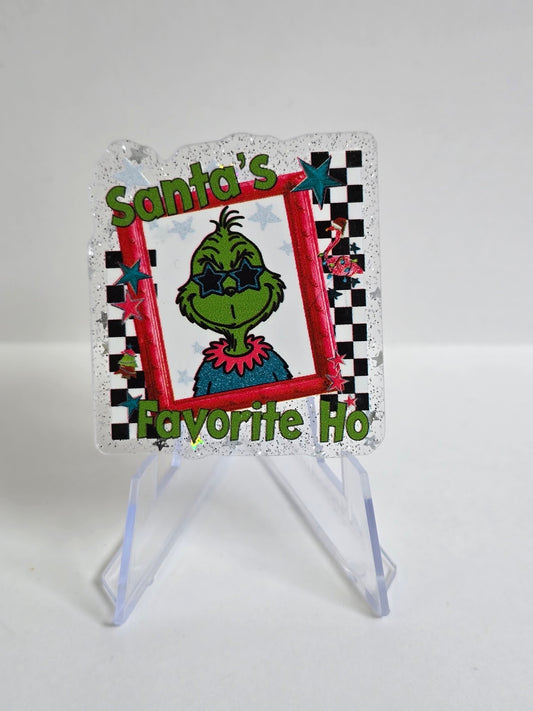 Acrylic Glitter Flatbacks - Santa's Favorite Ho