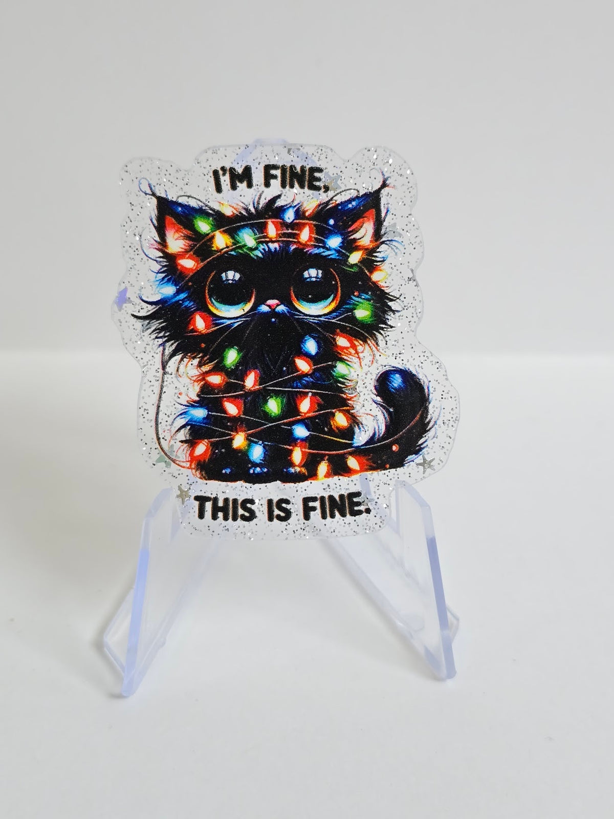 Acrylic Glitter Flatbacks - I'm Fine This Is Fine