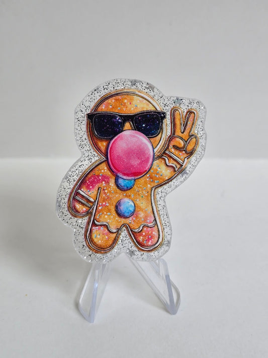 Acrylic Glitter Flatbacks - Gingerbread Man