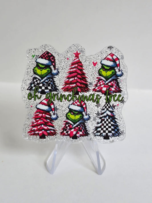 Acrylic Glitter Flatbacks - Oh Grinchmas Tree