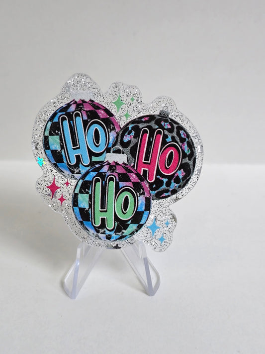 Acrylic Glitter Flatbacks- Ho Ho Ho
