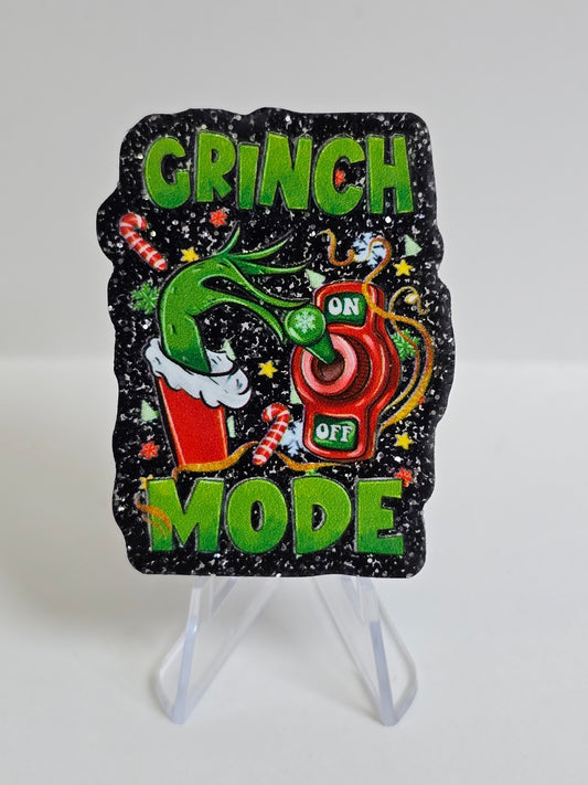 Acrylic Glitter Flatbacks - Grinch Mode