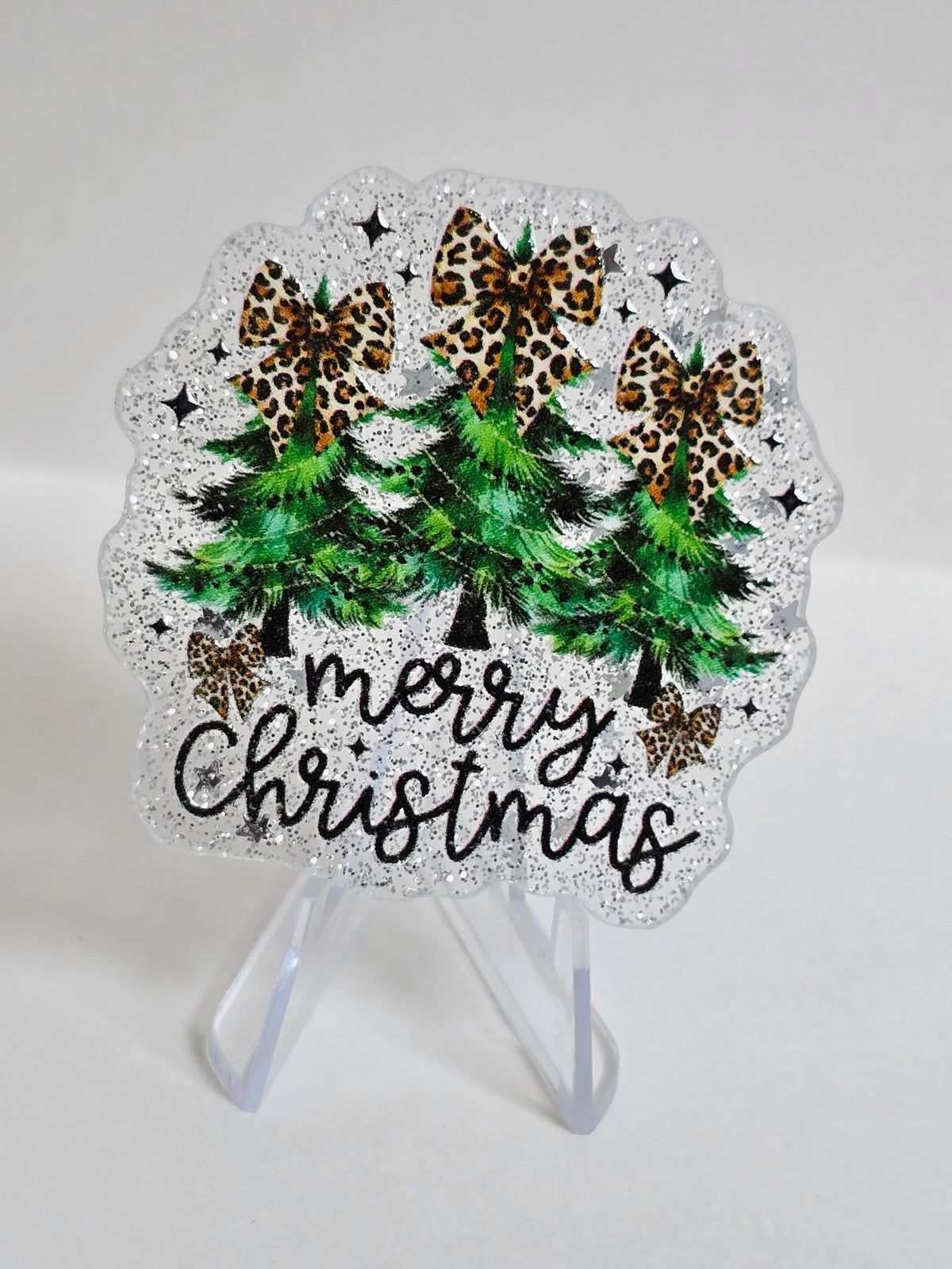 Acrylic Glitter Flatbacks - Merry Christmas