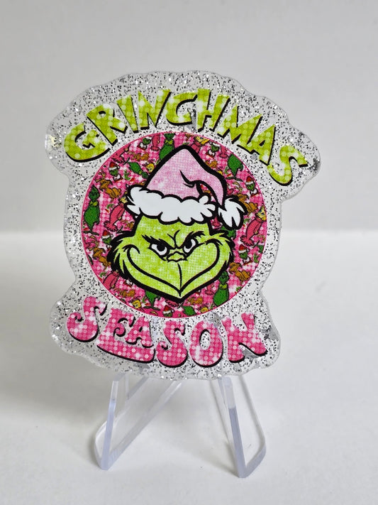 Acrylic Glitter Flatbacks - Grinchmas Season