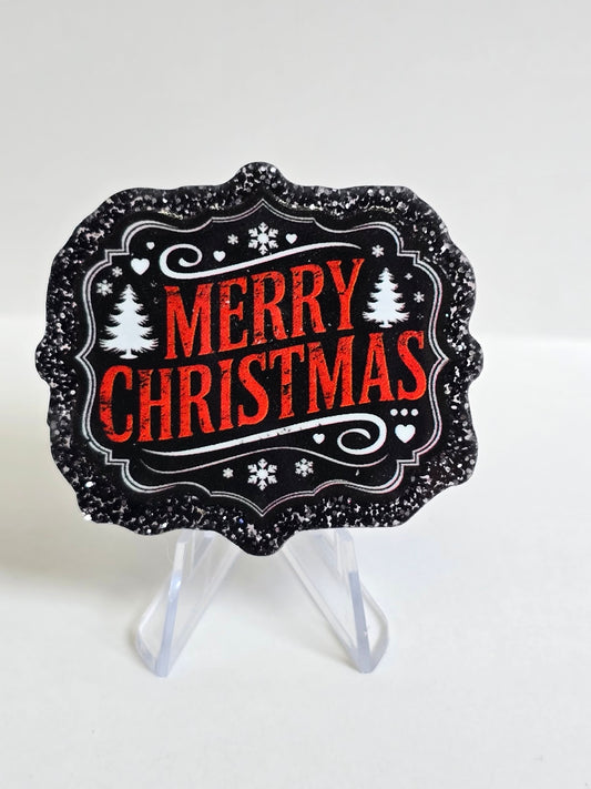 Acrylic Glitter Flatbacks - Merry Christmas