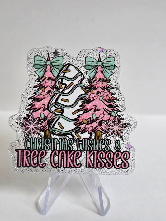 Acrylic Glitter Flatbacks - Christmas Wishes And Tree Cake Kisses