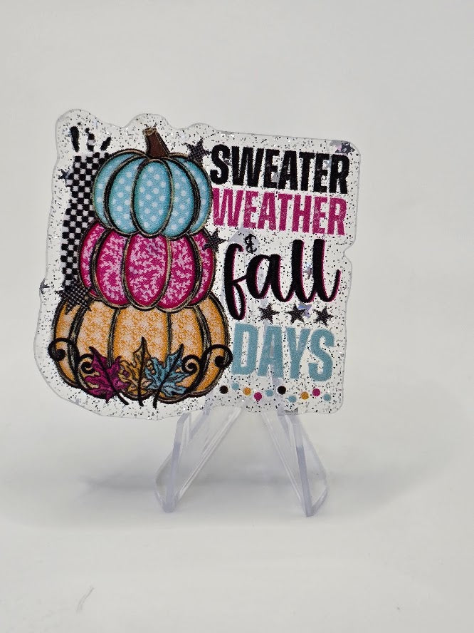 Acrylic Glitter Flatbacks - Sweater Weather Fall Days