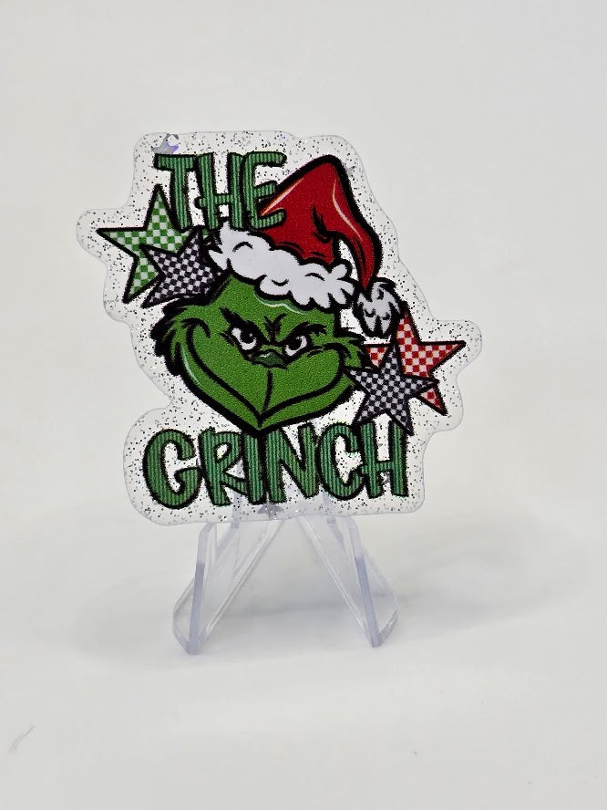 Acrylic Glitter Flatbacks - The Grinch