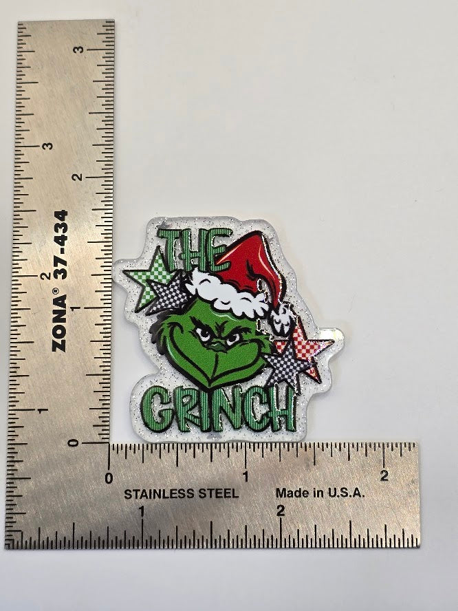 Acrylic Glitter Flatbacks - The Grinch