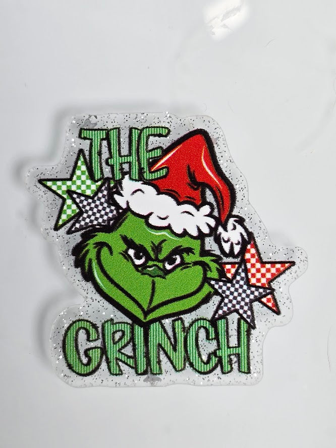 Acrylic Glitter Flatbacks - The Grinch