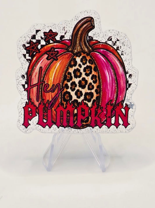 Acrylic Glitter Flatbacks - Hey Pumpkin
