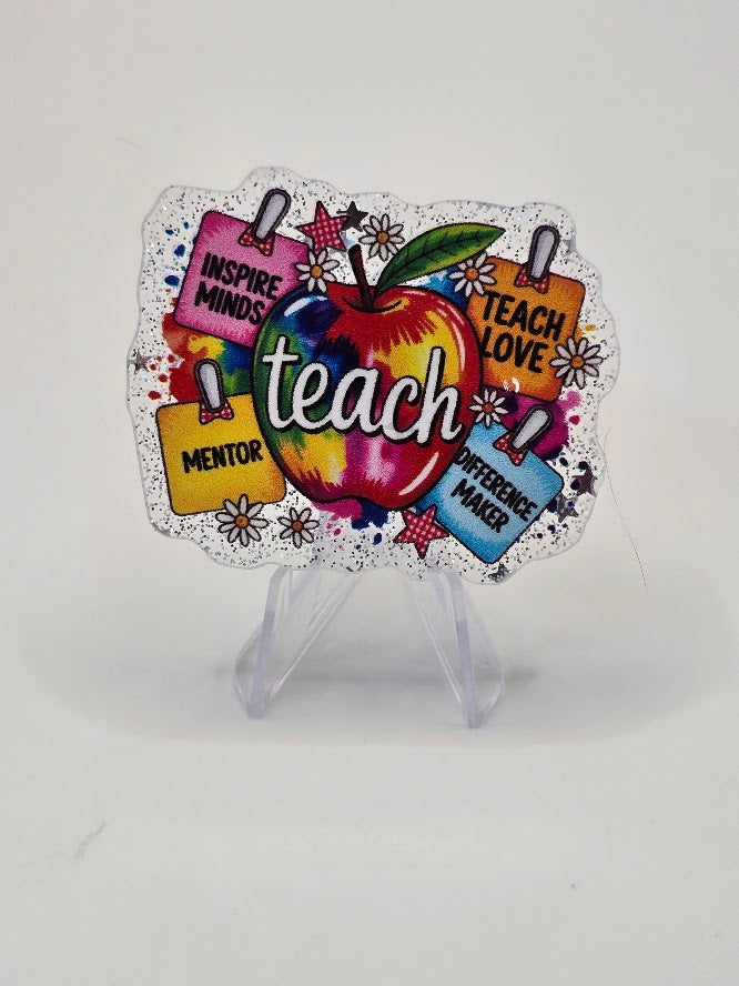 Acrylic Glitter Flatbacks - Teach