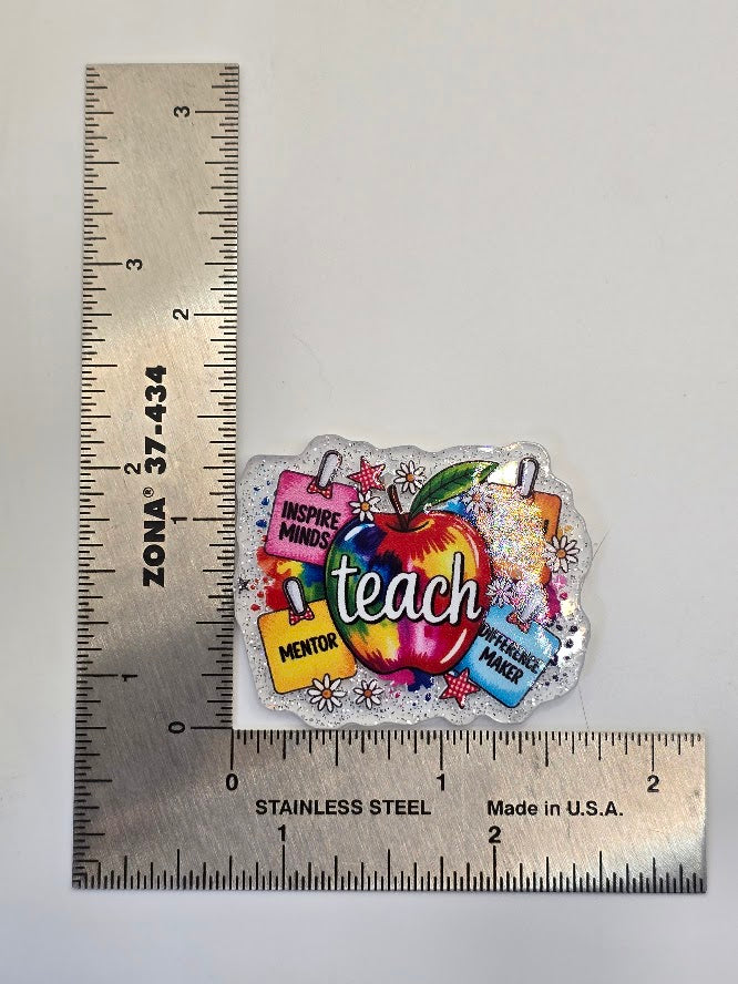 Acrylic Glitter Flatbacks - Teach