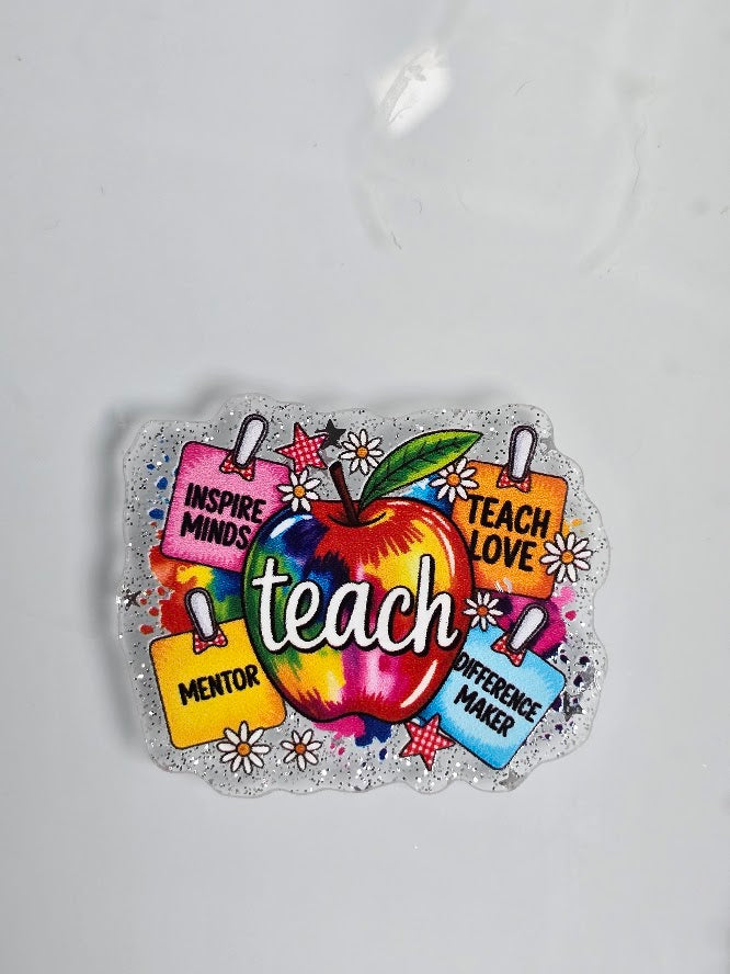 Acrylic Glitter Flatbacks - Teach