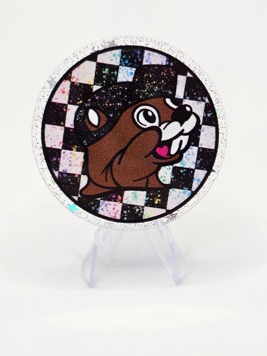 Acrylic Glitter Flatbacks - Checkered Bucee's