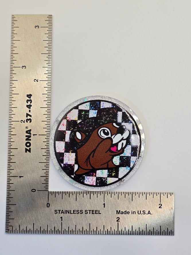 Acrylic Glitter Flatbacks - Checkered Bucee's